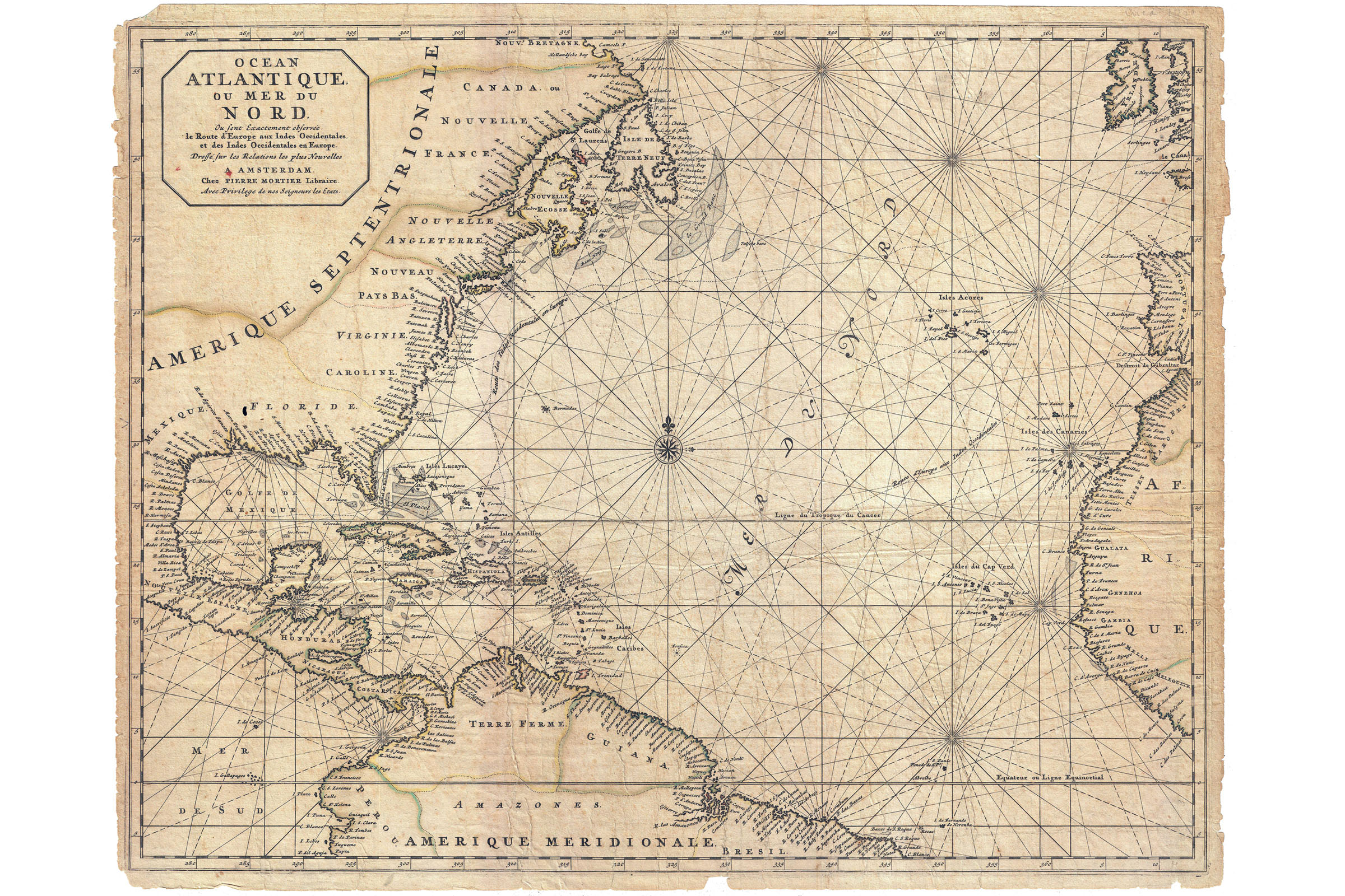 North Atlantic; Antique Map; Nautical Chart by Mortier, 1683 eBay