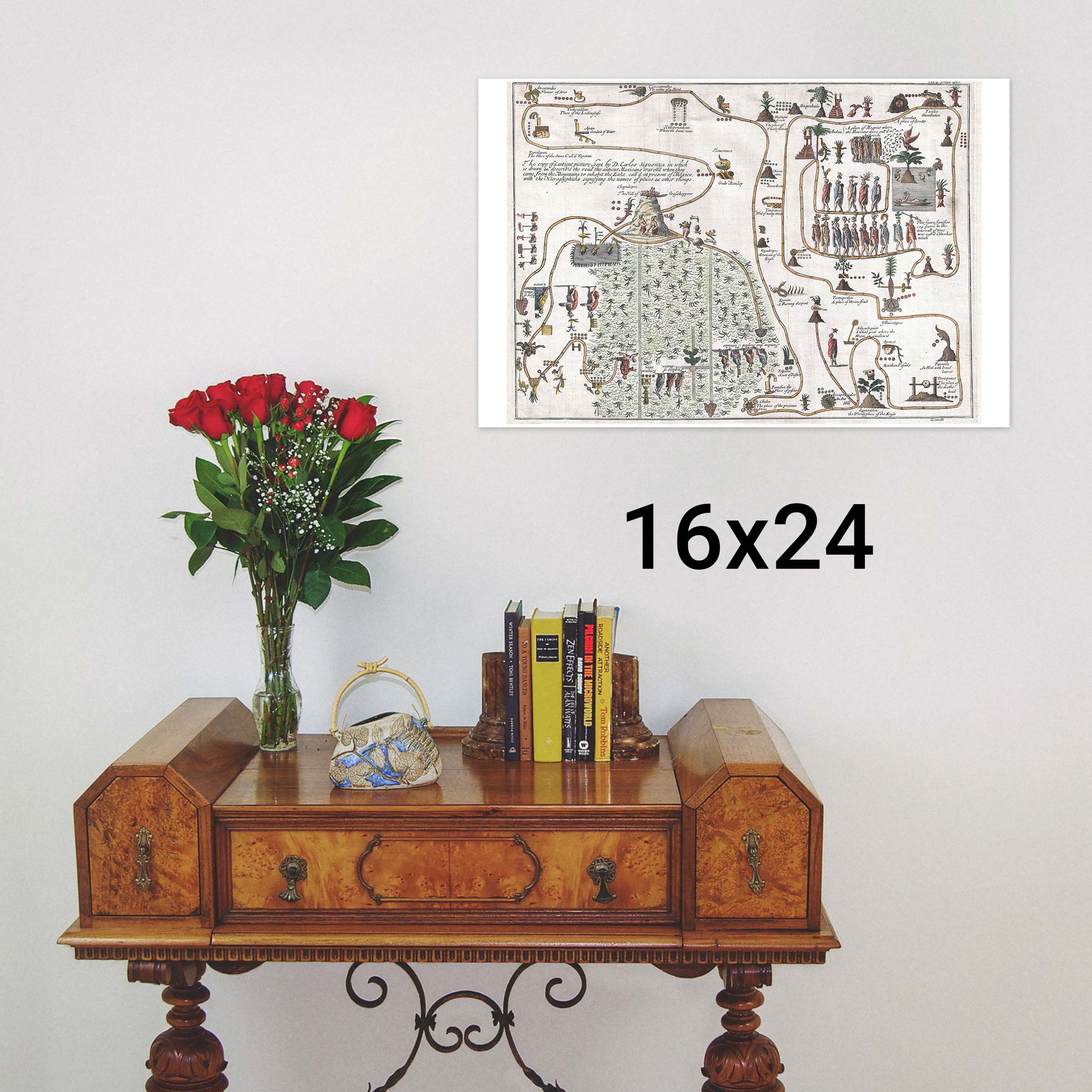 Karte der aztekischen Migration Aztlan nach Chapultepec; antike Karte; Gemelli, 1704 - Bild 9 von 11