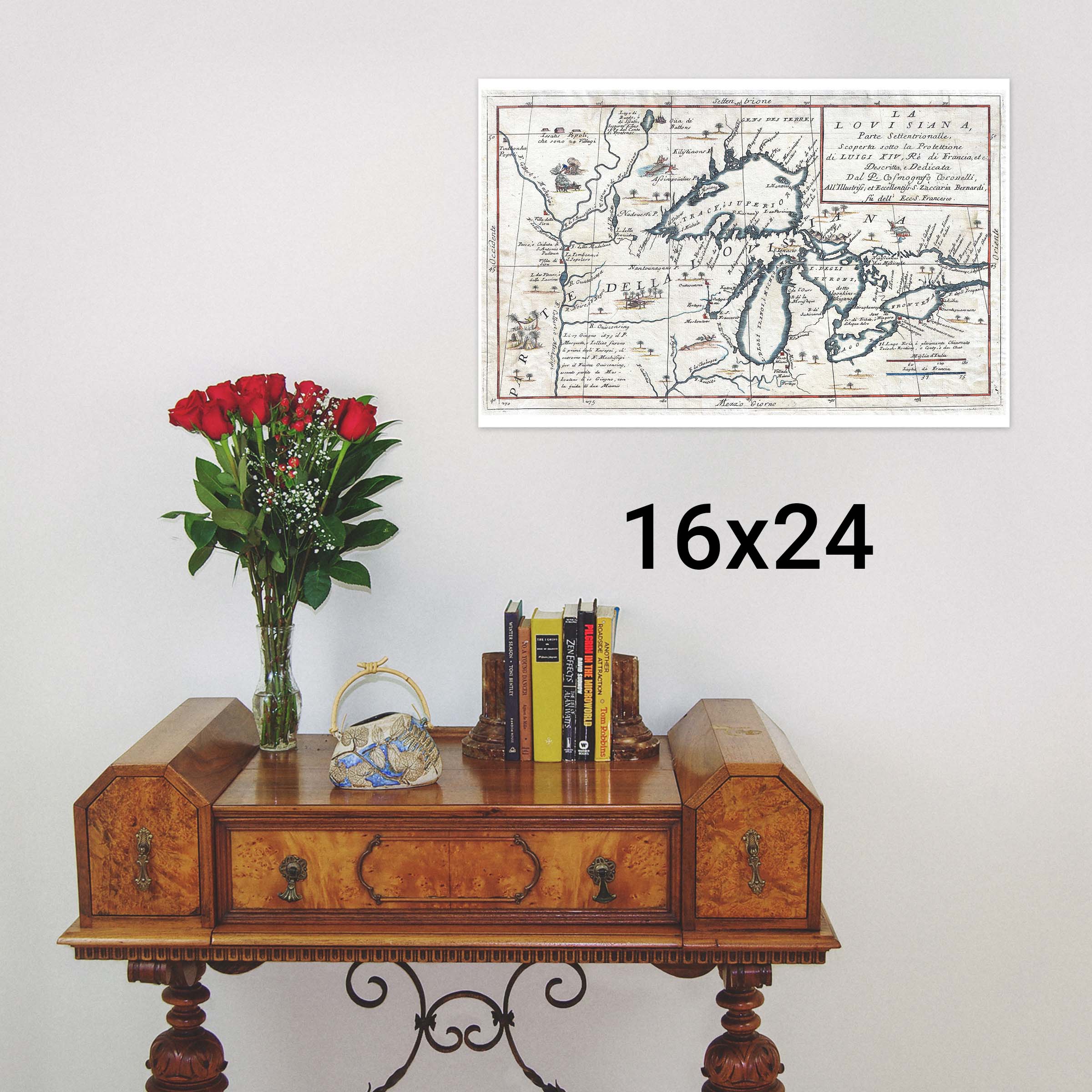 Karte der Großen Seen; Antike historische Karte von Coronelli 1695 - Bild 9 von 11