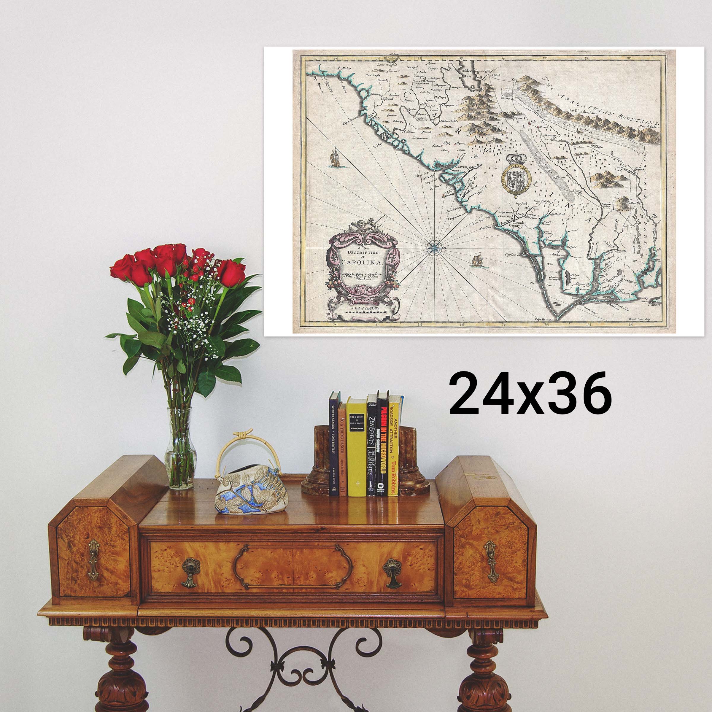 大型作品　西洋古地図　1676年 J. Speed「Lyncolne」 大型作品 西洋古地図 1676年 J. Speed「Lyncolne」 大型作品