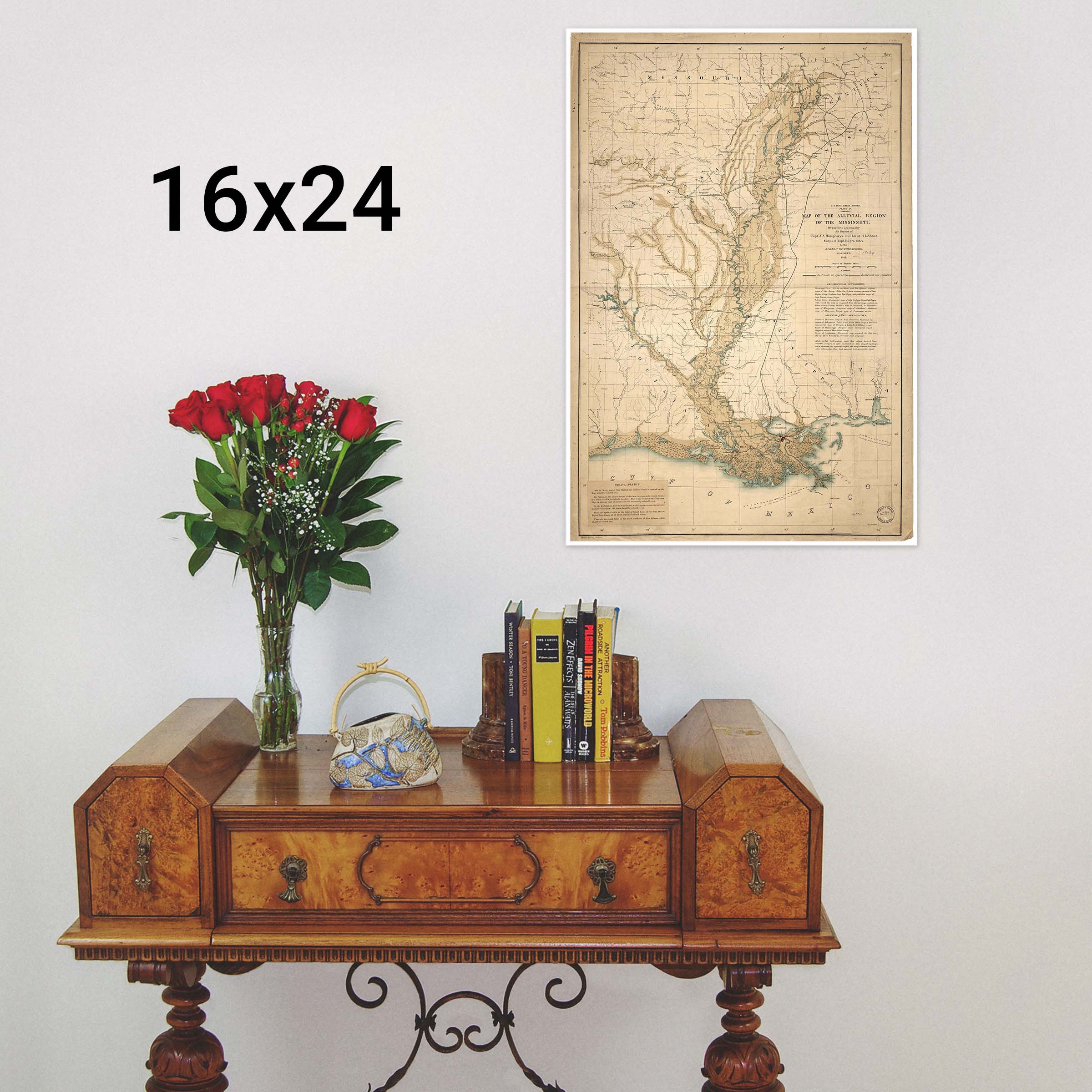 Karte der Schwemmregion Mississippi, antike Karte, 1861 - Bild 9 von 11