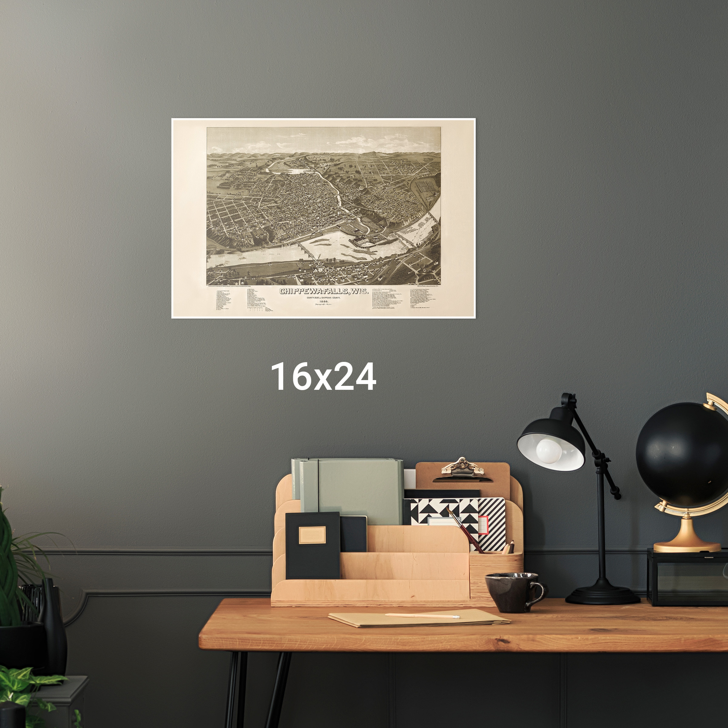 Amherst 1886 24x36 Giclee Gallery Print, Wall Decor Travel Poster - Panoramic Map Massachusetts -