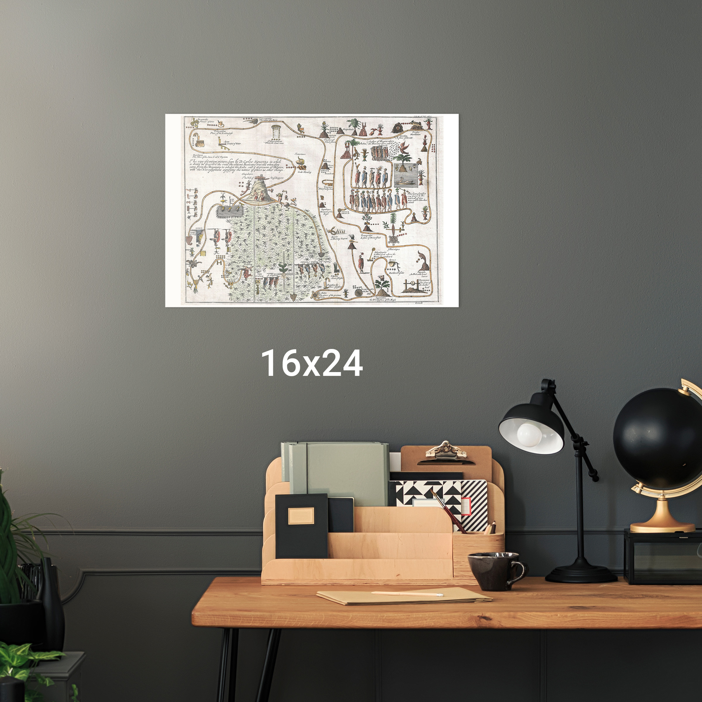 Karte der aztekischen Migration Aztlan nach Chapultepec; antike Karte; Gemelli, 1704 - Bild 10 von 11