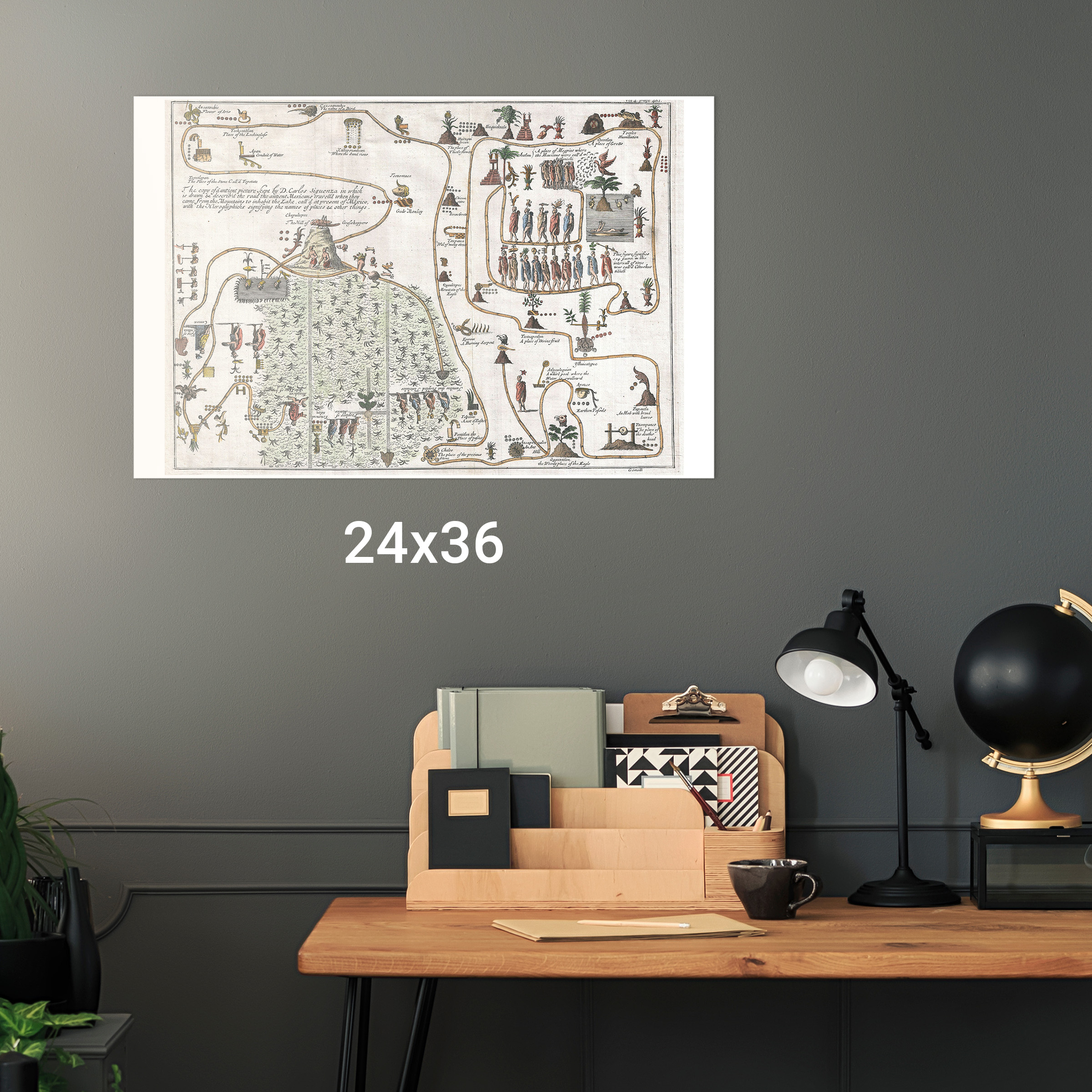 Karte der aztekischen Migration Aztlan nach Chapultepec; antike Karte; Gemelli, 1704 - Bild 11 von 11