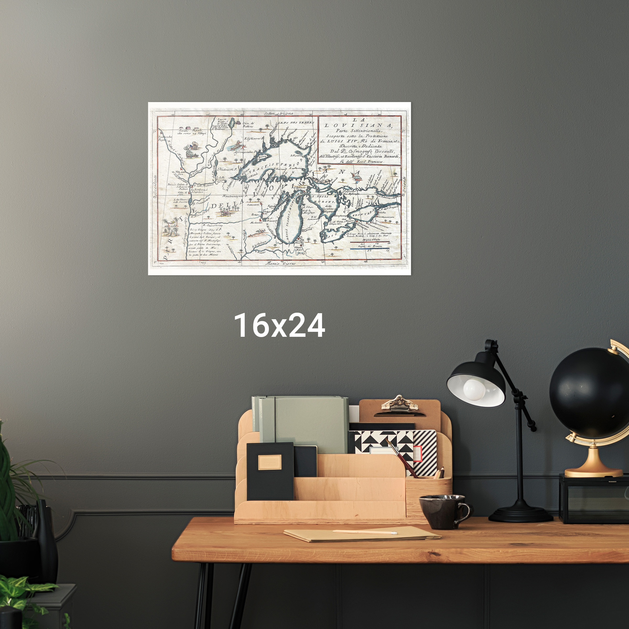 Karte der Großen Seen; Antike historische Karte von Coronelli 1695 - Bild 10 von 11